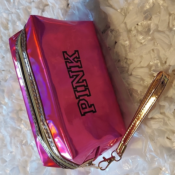 PINK Victoria's Secret Handbags - PINK Victoria's Secret Irridescent Pink Accessory Bag Wristlet
